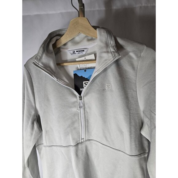 Salomon Unisex Half Zip Mid Layer Fleece Pullover White/Heather- Size Large- NWT - Picture 9 of 12